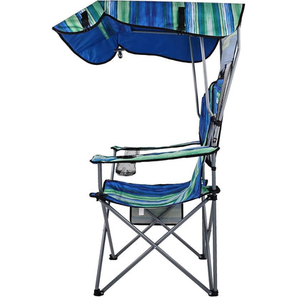 Folding Camping Chair with Tilting Canopy Sunshade – 225LBS Capacity, 22.8" Wide Seat, Mesh Cup Holder & Carry Bag, Portable Beach Lawn Chair for Camping, Hiking & Outdoor Events – 9 Color Options