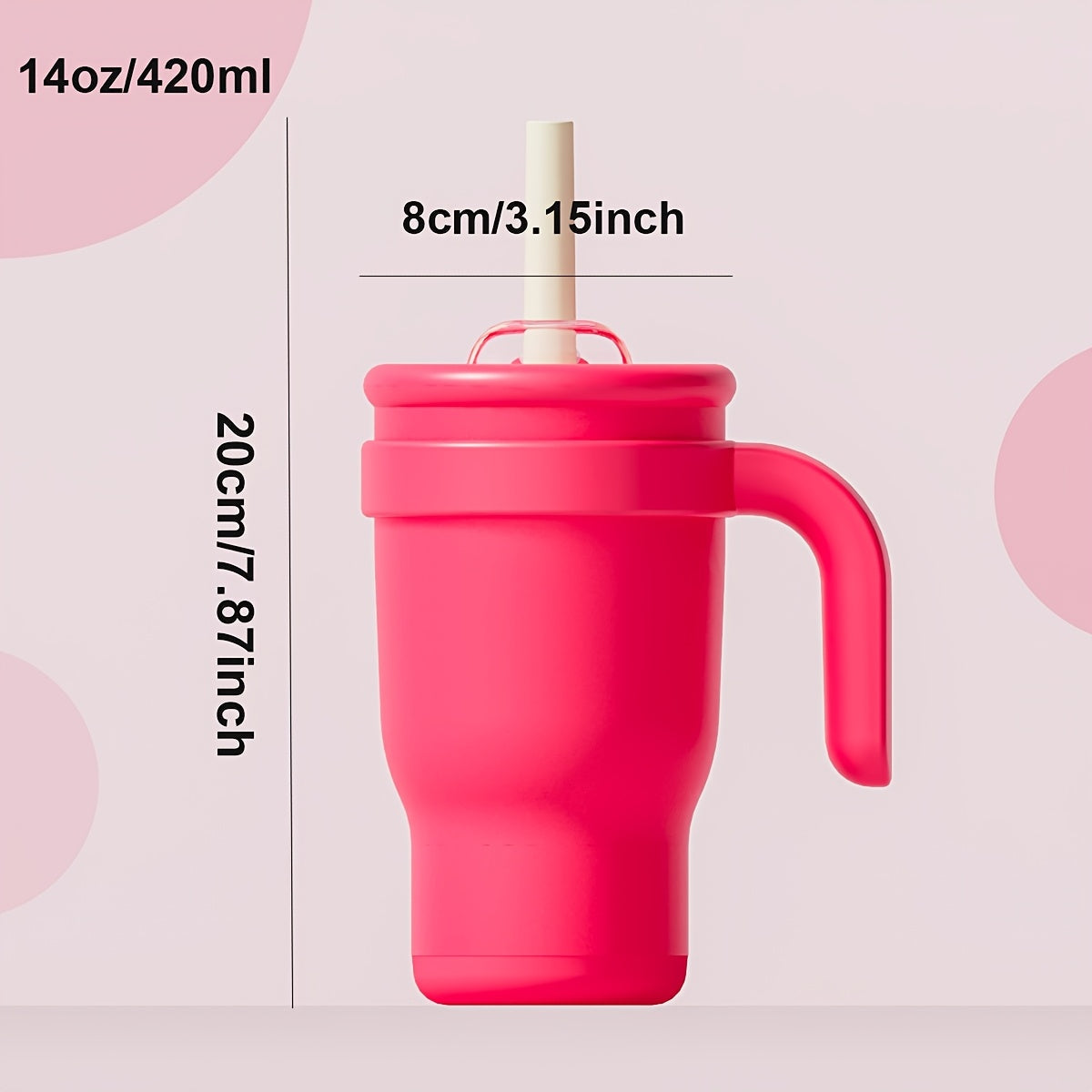14oz Insulated Coffee Mug with Handle & Straw for Women – Double Wall Stainless Steel Tumbler, Pastel Silicone Boot Sleeve, Splash-Proof Lid, Fits Cup Holders – Cute Aesthetic Cup for Office, Gym, Yoga & Car