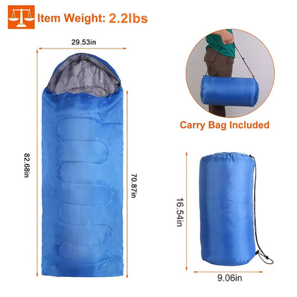 Sleeping Bag 4 Season Lightweight Cold Weather 0-19°F – Envelope Design Adjustable Hood for Camping Backpacking Hiking Mountaineering Winter Travel