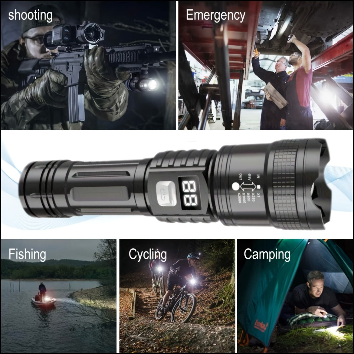 Rechargeable LED Flashlight 4-Pack - Super Bright Zoomable Spotlight, USB Charging, Long Range Tactical Work Light for Camping, Hiking, Emergency & Outdoor Survival, High-Power LED Torch Set