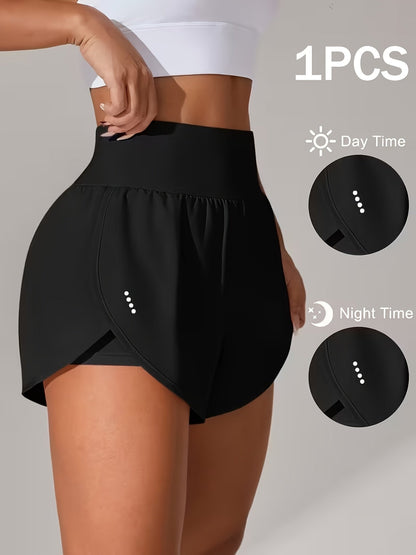 Women's Yoga Shorts with Built-In Liner Tummy Control Anti-See-Through Quick-Dry High-Stretch Athletic Shorts for Gym Fitness Running Beach Swimwear XS-XL White Black Deep Red