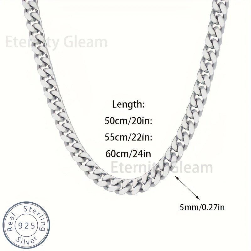 925 Sterling Silver Cuban Chain Necklace for Men – Bold Fashion Link Chain, 20-24 Inch, Gift Box Included, Perfect for Birthday, Valentine’s Day, Christmas & Holiday Gifts