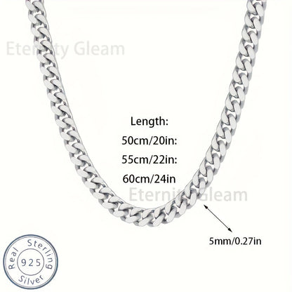925 Sterling Silver Cuban Chain Necklace for Men – Bold Fashion Link Chain, 20-24 Inch, Gift Box Included, Perfect for Birthday, Valentine’s Day, Christmas & Holiday Gifts