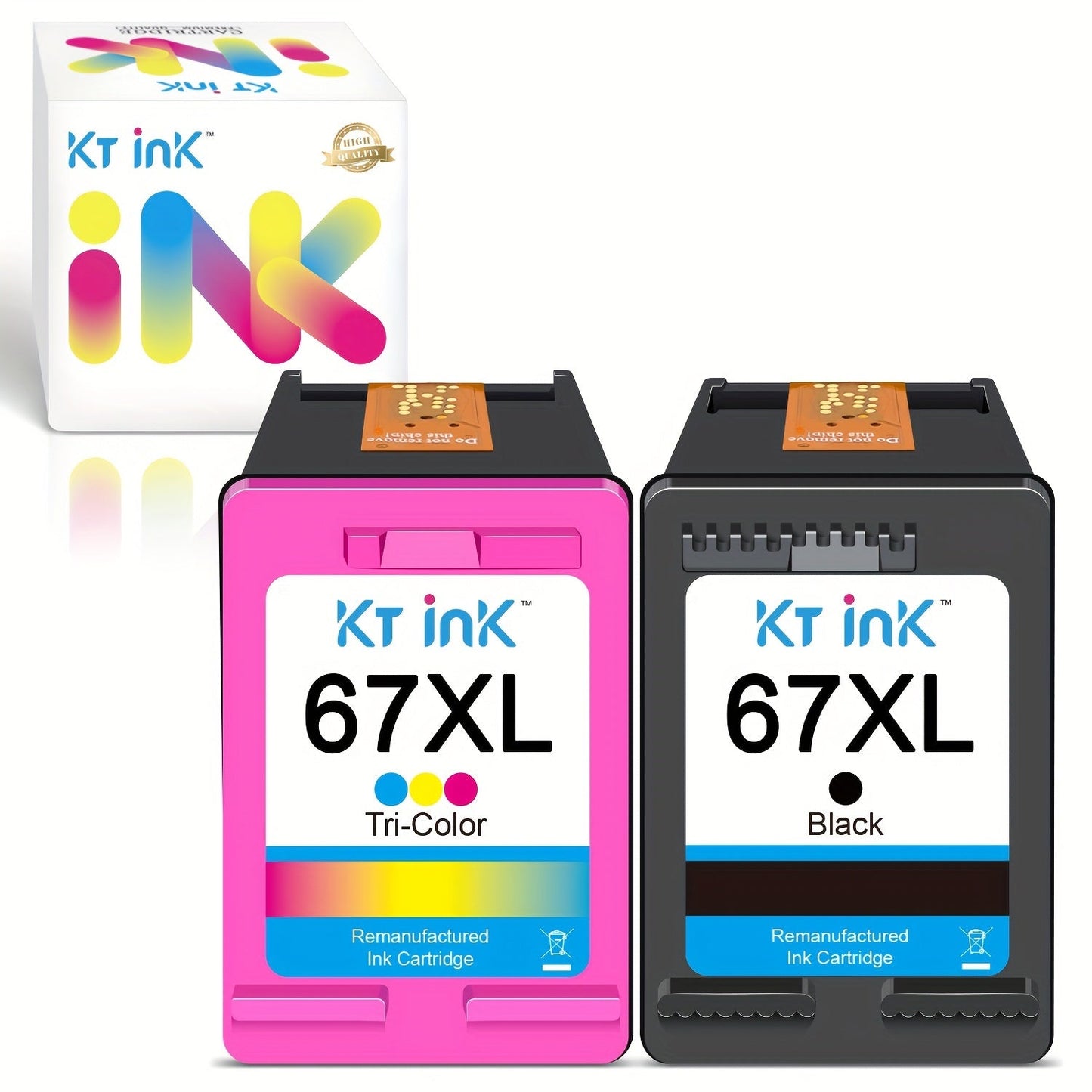 HP 67XL Ink Cartridge Replacement, Remanufactured 67XL Black & Color Ink for HP DeskJet 2732 2755 2752 2742, ENVY 6052 6055 6058 6075 Printer – High Yield, More Pages Per Cartridge