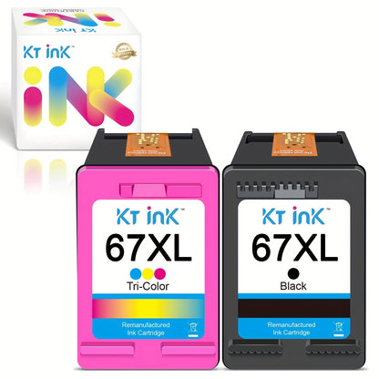 HP 67XL Ink Cartridge Replacement, Remanufactured 67XL Black & Color Ink for HP DeskJet 2732 2755 2752 2742, ENVY 6052 6055 6058 6075 Printer – High Yield, More Pages Per Cartridge