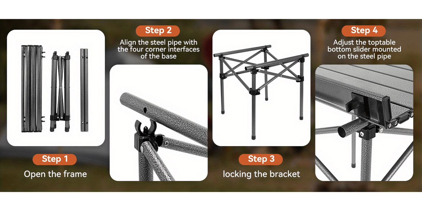 Portable Folding Camping Table Lightweight Collapsible Outdoor Table with Carry Bag Sturdy Legs Large Flat Surface for Picnic BBQ Beach Hiking Tailgating Compact Durable Design Size L and XL
