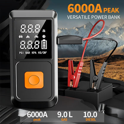 9-in-1 Car Jump Starter 10000A with 150PSI Tire Inflator, LED Display USB Fast Charging LED Light Battery Charger, Lightweight Dual-Function Emergency Kit for Camping Outdoor