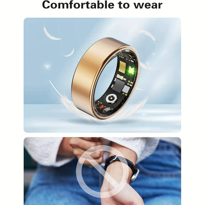 Smart Ring Sleep Tracker Heart Rate Monitor Fitness Wearable, Titanium Alloy Body Bluetooth 5.3, Step Counter Pedometer Distance Tracking, Magnetic Charging, Compatible with iPhone & Android – Black Rose Gold Silver