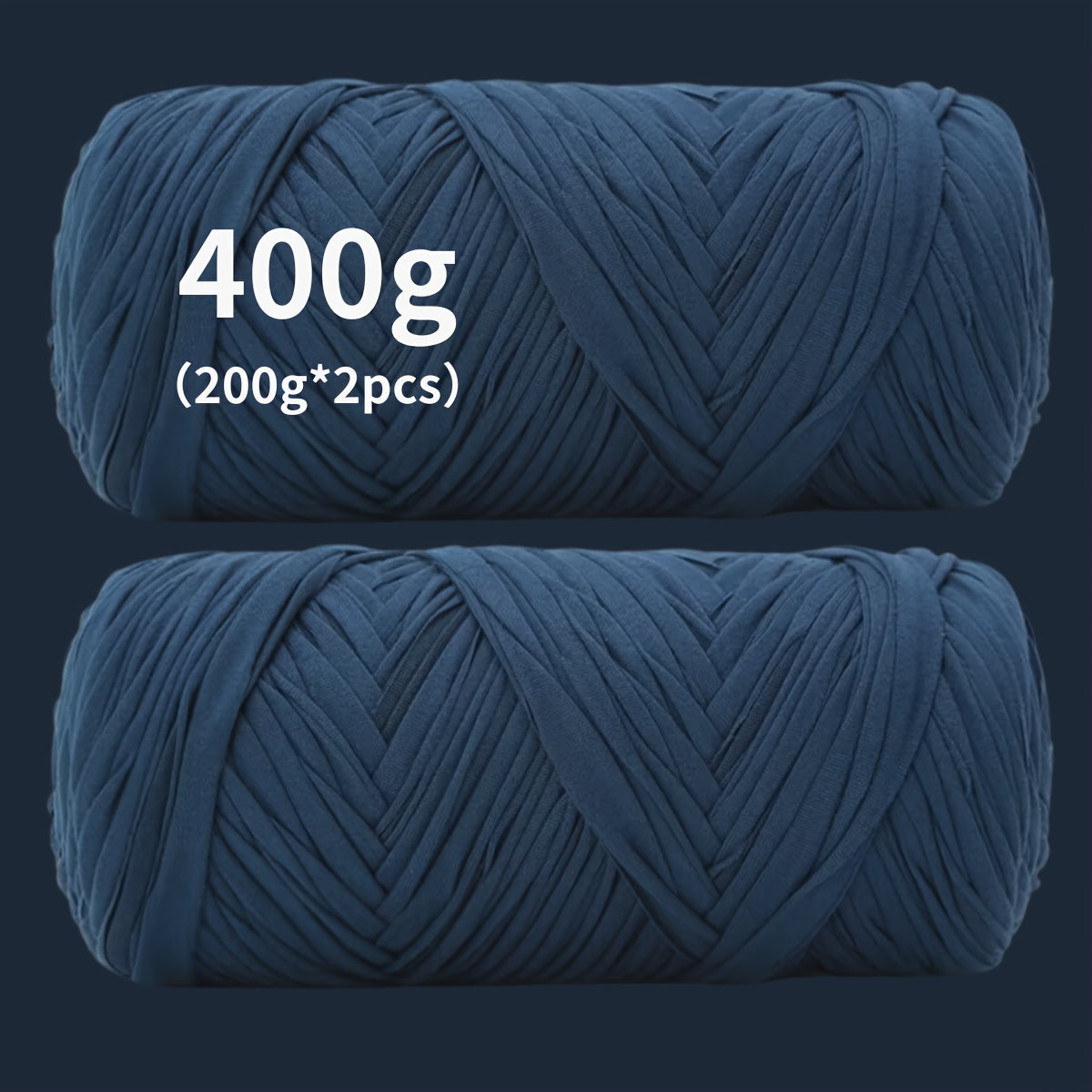 T-Shirt Fabric Yarn 400g (2 x 200g) Chunky Cotton Blend in 49 Colors – Soft Thick Yarn for Crochet Baskets, Bags, Rugs, Macrame & Knitting Projects – Beginner-Friendly Craft Yarn