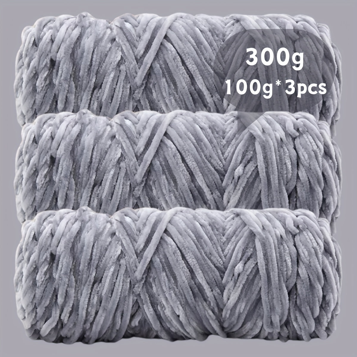 Velvet Chenille Yarn 3-Pack 300g (100g x3) Soft Bulky Knitting Crochet Yarn 47 Colors Beginner Friendly Luxury Handcraft for Sweaters Scarves Hats Dolls Bags Amigurumi DIY Projects