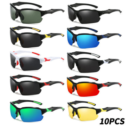 Half Frame Polarized Sports Sunglasses for Men UV400 Protection Lightweight Goggles for Skiing Driving Running Fishing Outdoor Activities 3-Pack or 10-Pack