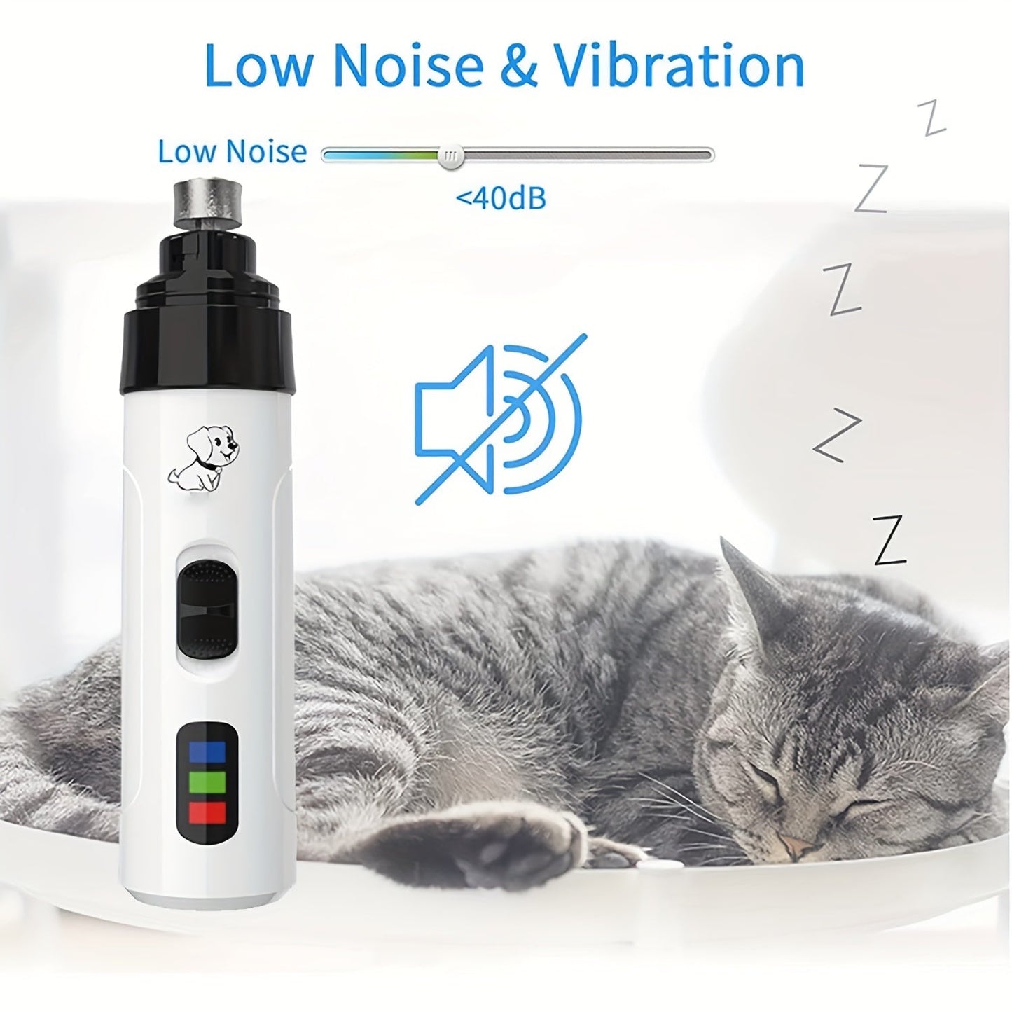 Electric Dog Nail Grinder Quiet Painless USB Rechargeable LED Screen Pet Grooming Tool
