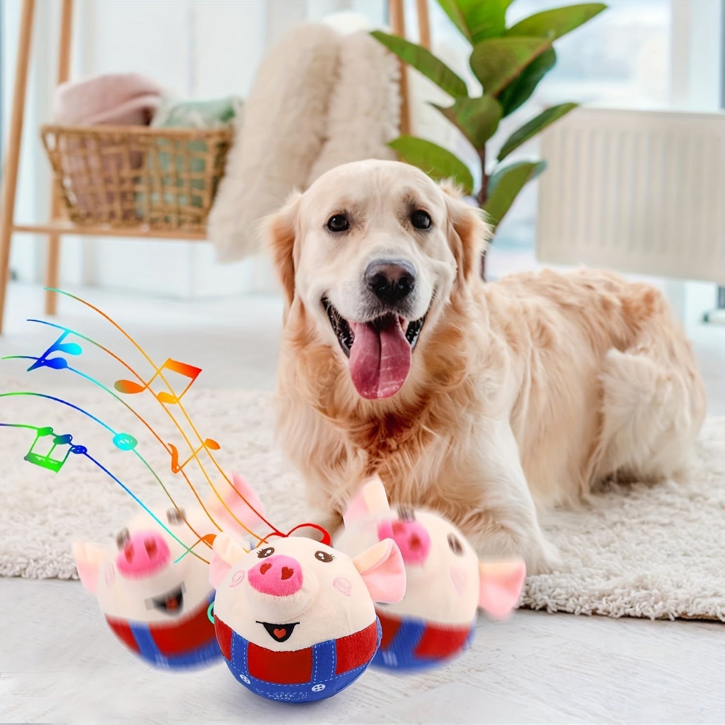 Smart Bouncing Dog Toy Ball with Recording & Music Mode – Rechargeable Interactive Pet Toy for Small Medium Large Dogs, Washable Squeaky Jumping Ball, Keeps Dogs Busy