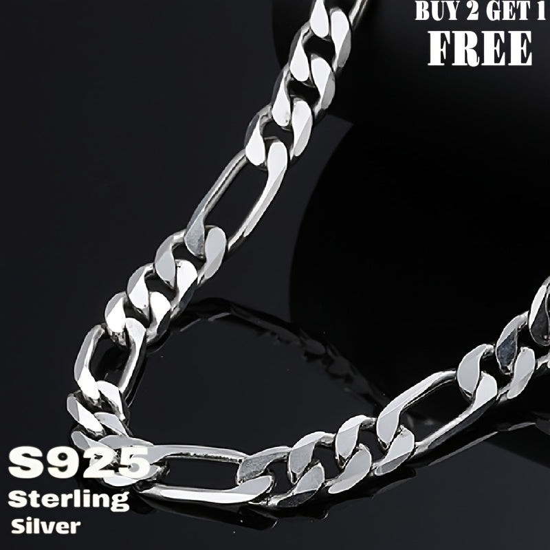 925 Sterling Silver Figaro Chain Necklace for Men & Women – 8mm Wide Bold Retro Minimalist Unisex Chain, 6.25g, Available in 20in & 24in Lengths, Gift Box Included, Birthday Anniversary Father's Day Jewelry Gift