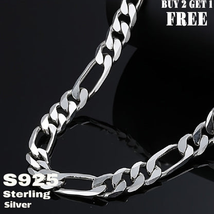 925 Sterling Silver Figaro Chain Necklace for Men & Women – 8mm Wide Bold Retro Minimalist Unisex Chain, 6.25g, Available in 20in & 24in Lengths, Gift Box Included, Birthday Anniversary Father's Day Jewelry Gift