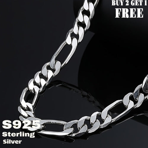 925 Sterling Silver Figaro Chain Necklace for Men & Women – 8mm Wide Bold Retro Minimalist Unisex Chain, 6.25g, Available in 20in & 24in Lengths, Gift Box Included, Birthday Anniversary Father's Day Jewelry Gift