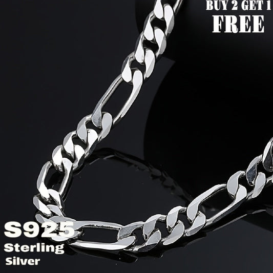 925 Sterling Silver Figaro Chain Necklace for Men & Women – 8mm Wide Bold Retro Minimalist Unisex Chain, 6.25g, Available in 20in & 24in Lengths, Gift Box Included, Birthday Anniversary Father's Day Jewelry Gift