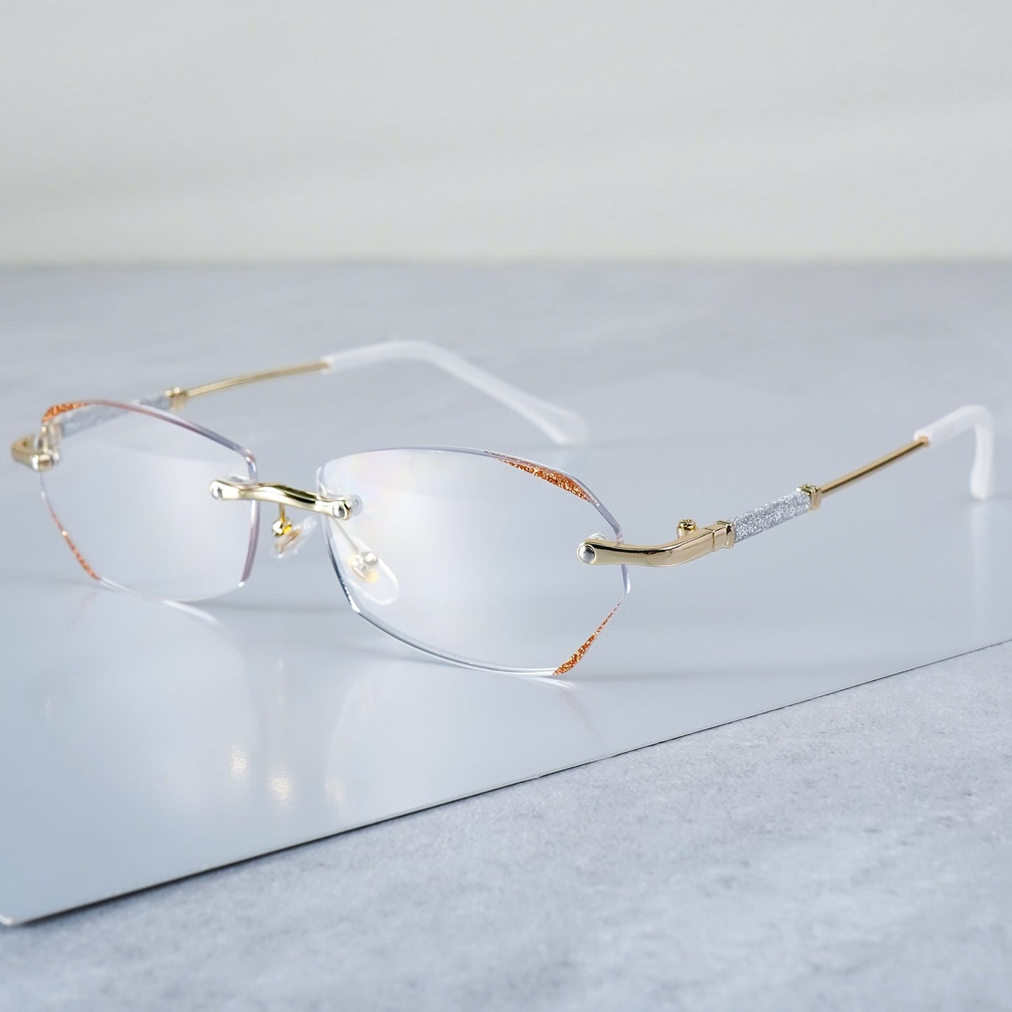 3-Pack Women's Rimless Reading Glasses with Diamond-Inlaid Edges Anti-Glare Lenses Lightweight PC Frame +1.0 to +4.0 Diopters for Phones Computers Books Christmas Gift