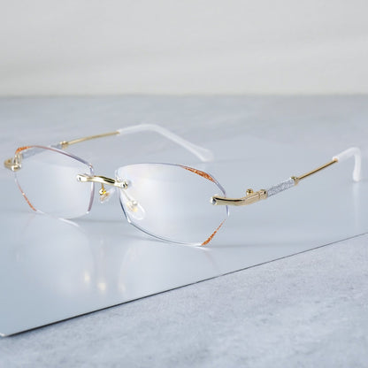3-Pack Women's Rimless Reading Glasses with Diamond-Inlaid Edges Anti-Glare Lenses Lightweight PC Frame +1.0 to +4.0 Diopters for Phones Computers Books Christmas Gift