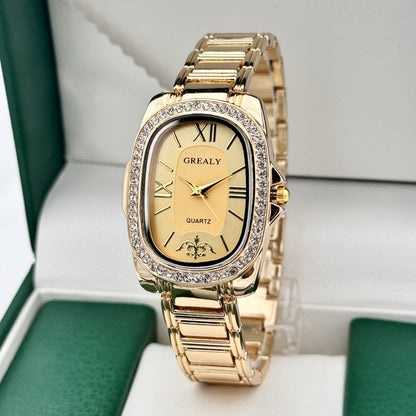 Women's Elegant Oval Dial Quartz Watch with Roman Numerals – Classic Analog Dress Watch with Alloy Band in 7 Colors, Perfect Gift for Women, Birthday, Anniversary & Holiday