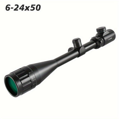 6-24x50 AO Rifle Scope Illuminated Red Green Reticle - Long Range Hunting Scope with 20mm Rail Mount Aluminum Alloy Optical Sight