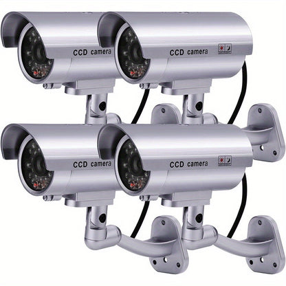 Dummy Security Camera Fake CCTV Surveillance System – Realistic Simulated LED Lights, Adjustable Mount & Warning Stickers, Indoor & Outdoor Home Security Decoy Camera – 2 or 4 Pack