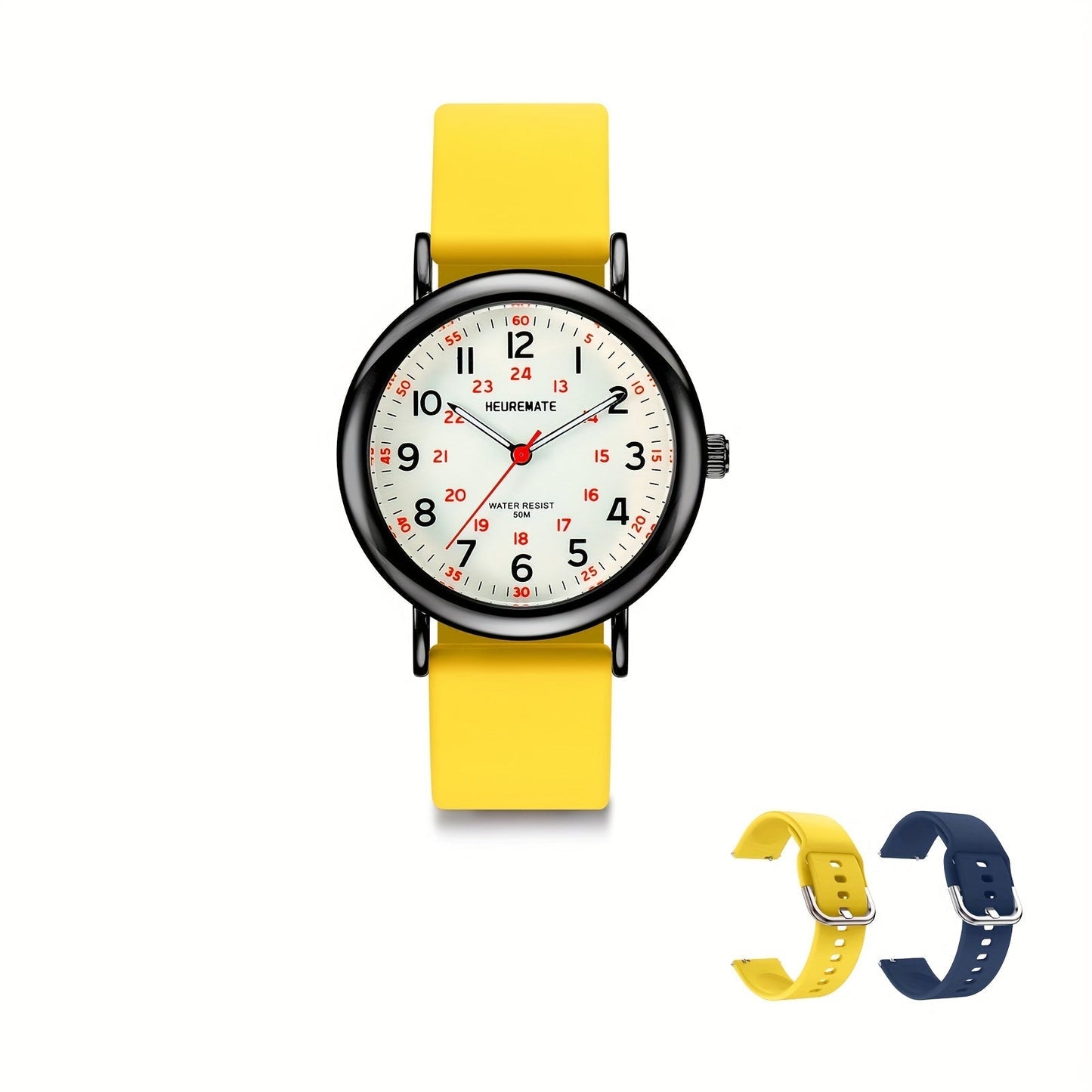 Nurse Watch Waterproof Luminous Easy-Read Dial 24-Hour Second Hand Colorful Silicone Band – Professional Fob Watch for Nurses Nursing Students Doctors Healthcare Workers Unisex 6 Colors