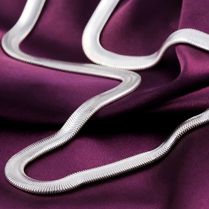 925 Sterling Silver Flat Snake Chain Necklace – Sleek Minimalist Unisex Jewelry, 20 Inch Smooth Serpentine Chain, Perfect Gift for Weddings, Parties, Christmas & Holidays