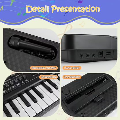 61-Key Electronic Piano Keyboard for Beginners - Built-In Microphone, Printed Music Sheets & USB Power, Complete Starter Kit for Kids & Adults, Perfect Birthday Gift for Music Lovers