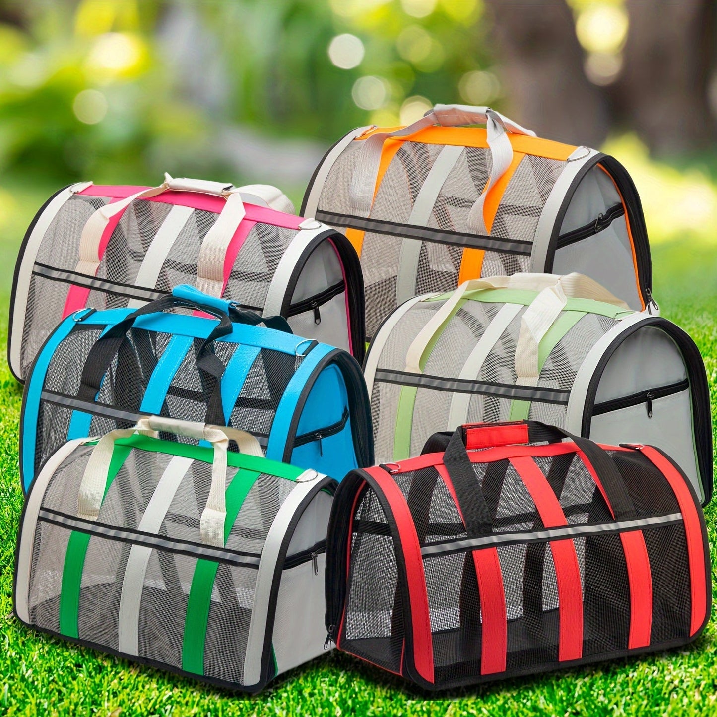Foldable Soft Pet Carrier Bag – Breathable Mesh Travel Bag for Cats & Dogs, 6 Colors, S/M/L Sizes, Portable with Zipper Closure