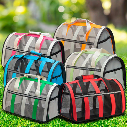 Foldable Soft Pet Carrier Bag – Breathable Mesh Travel Bag for Cats & Dogs, 6 Colors, S/M/L Sizes, Portable with Zipper Closure