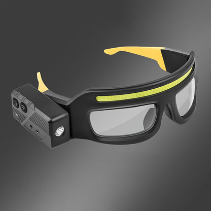 LED Glasses Headlamp – Head-Mounted Flashlight with Adjustable Brightness, Rotatable Beam & Strobe Mode for Night Running, Cycling, Fishing, Camping & Craft Work – Cool Design Outdoor Head Torch