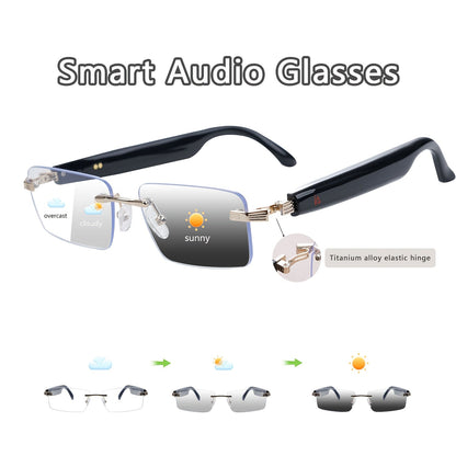 Photochromic Smart Glasses with Bluetooth Audio – Auto Color Changing Lenses, Anti Blue Light, Wireless Music & Calls, Sports Driving Unisex Eyewear, Great Holiday Gift