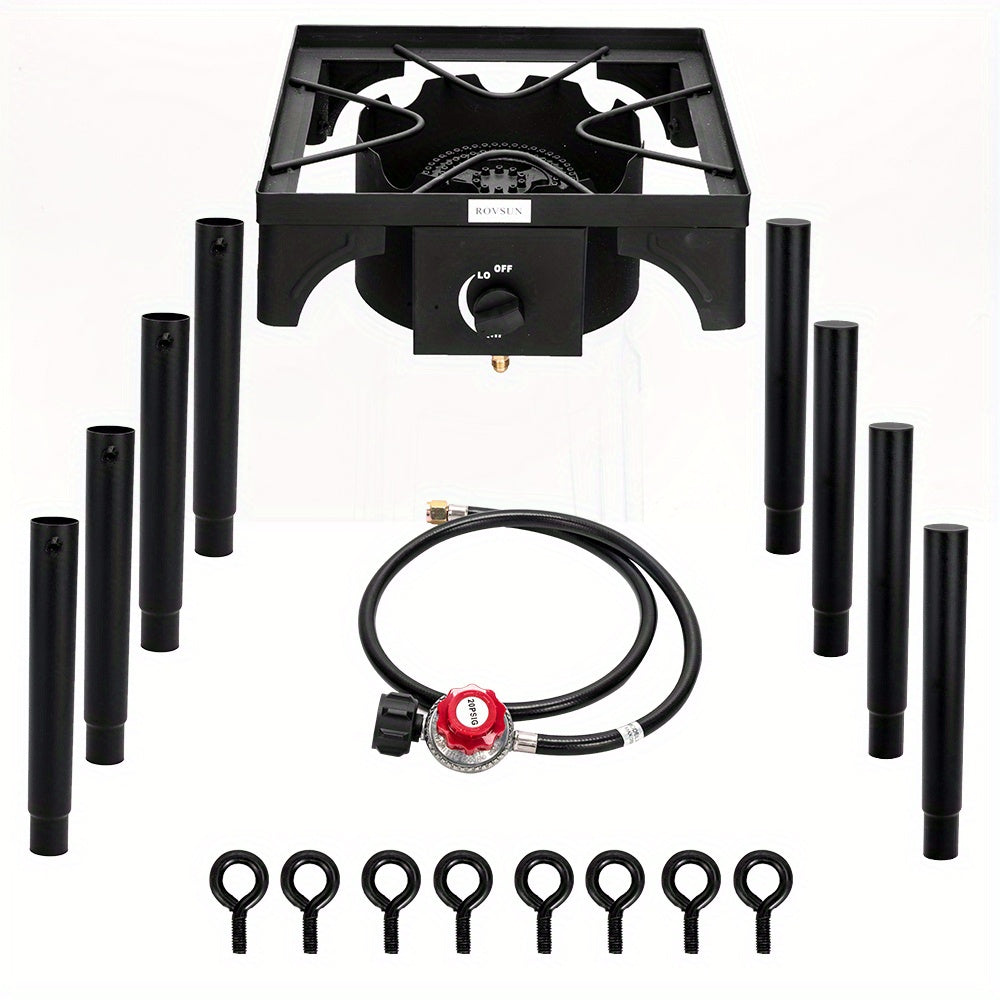 High Pressure Propane Burner Stove 100,000-225,000 BTU - Heavy Duty Cast Iron Outdoor Camp Cooker with Detachable Legs, CSA Listed Regulator, 1 or 3 Burner for Camping, Tailgating & Brewing