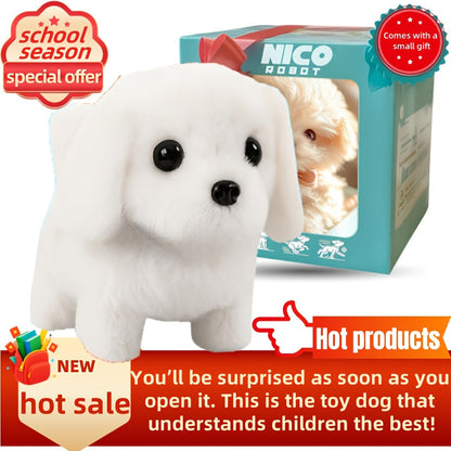 Interactive Robotic Plush White Labrador Puppy Toy Walks Barks Wags Tail Realistic Electronic Pet Dog Gift Box Kids Birthday Christmas Holiday Gift Boys Girls Ages 3 and Up