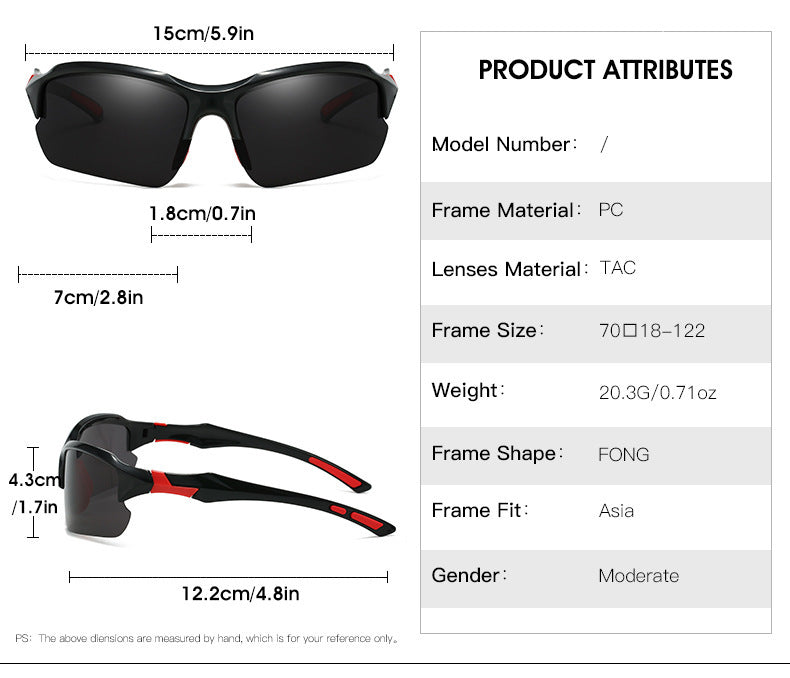 Half Frame Polarized Sports Sunglasses for Men UV400 Protection Lightweight Goggles for Skiing Driving Running Fishing Outdoor Activities 3-Pack or 10-Pack