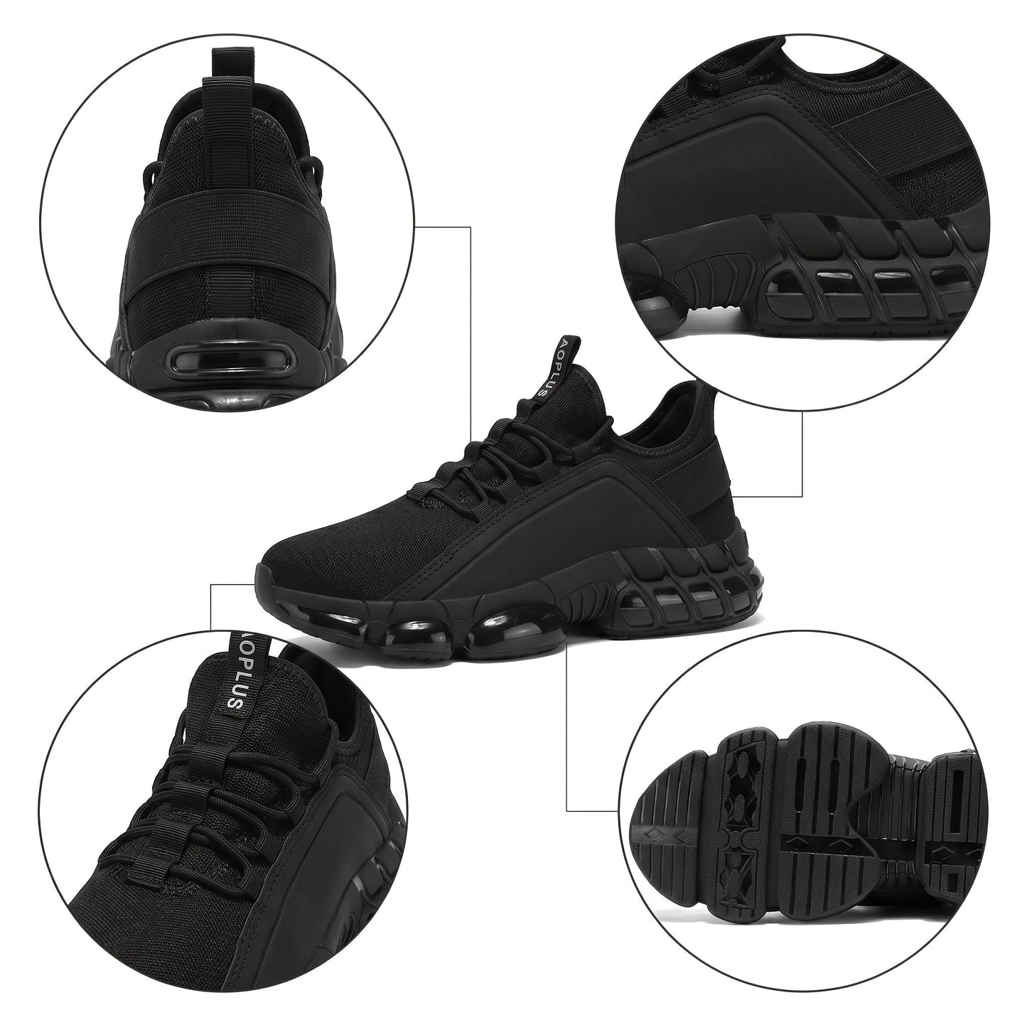 Men's Lightweight Breathable Running Shoes, Low-Top Road Training Sneakers with Rubber Sole & Lace-Up Closure, All-Season Comfort Athletic Footwear for Gym, Training & Casual Wear - White, Black, Blue, Khaki