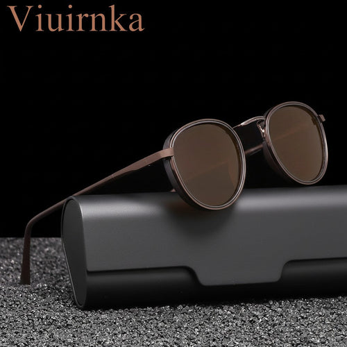Polarized Sunglasses for Men & Women – Round Metal Frame UV400 TAC Lens, Lightweight Retro Unisex Eyewear with Protective Case, Ideal for Driving Fishing Hiking Travel, Birthday Father's Day Gift