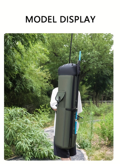 Fishing Rod Bag Large Capacity Folding Durable Fishing Gear Carrier Bag Multifunctional Rod Holder Case with Two Lead Weights Fits Multiple Rods Tackle Organizer for Freshwater Saltwater Fishing