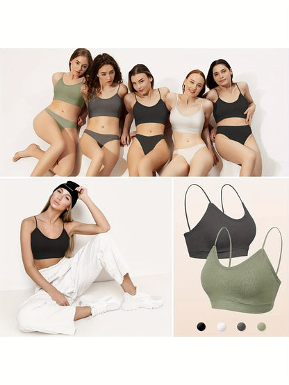 4 Pack Women's Wireless Bralettes with Removable Padding – Soft Breathable Seamless Bra Set for Yoga Lounge Sleep & Everyday Wear, Sizes S-XL in Multiple Colors