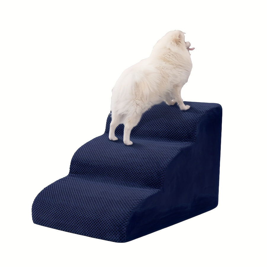 NIUBYA Extra Wide Dog Stairs for Small Dogs – High Density Foam Pet Steps, Non-Slip Bottom, Soft Cushioned Ramp for High Beds Couch Sofa, Ideal for Injured Elderly Dogs, Polypropylene, Compact