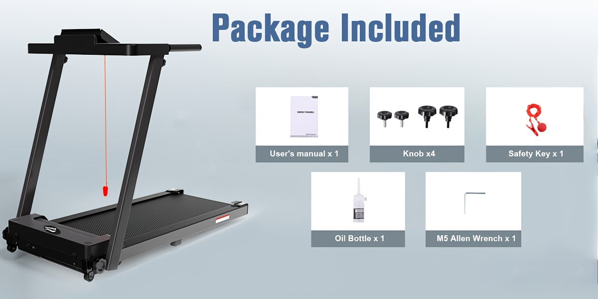 Portable Foldable Treadmill 3.0 HP with 300 LBS Capacity & Handle Bar – Compact Folding Walking Running Treadmill with LED Display for Home Office, Small Space Cardio Fitness Equipment