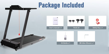Portable Foldable Treadmill 3.0 HP with 300 LBS Capacity & Handle Bar – Compact Folding Walking Running Treadmill with LED Display for Home Office, Small Space Cardio Fitness Equipment