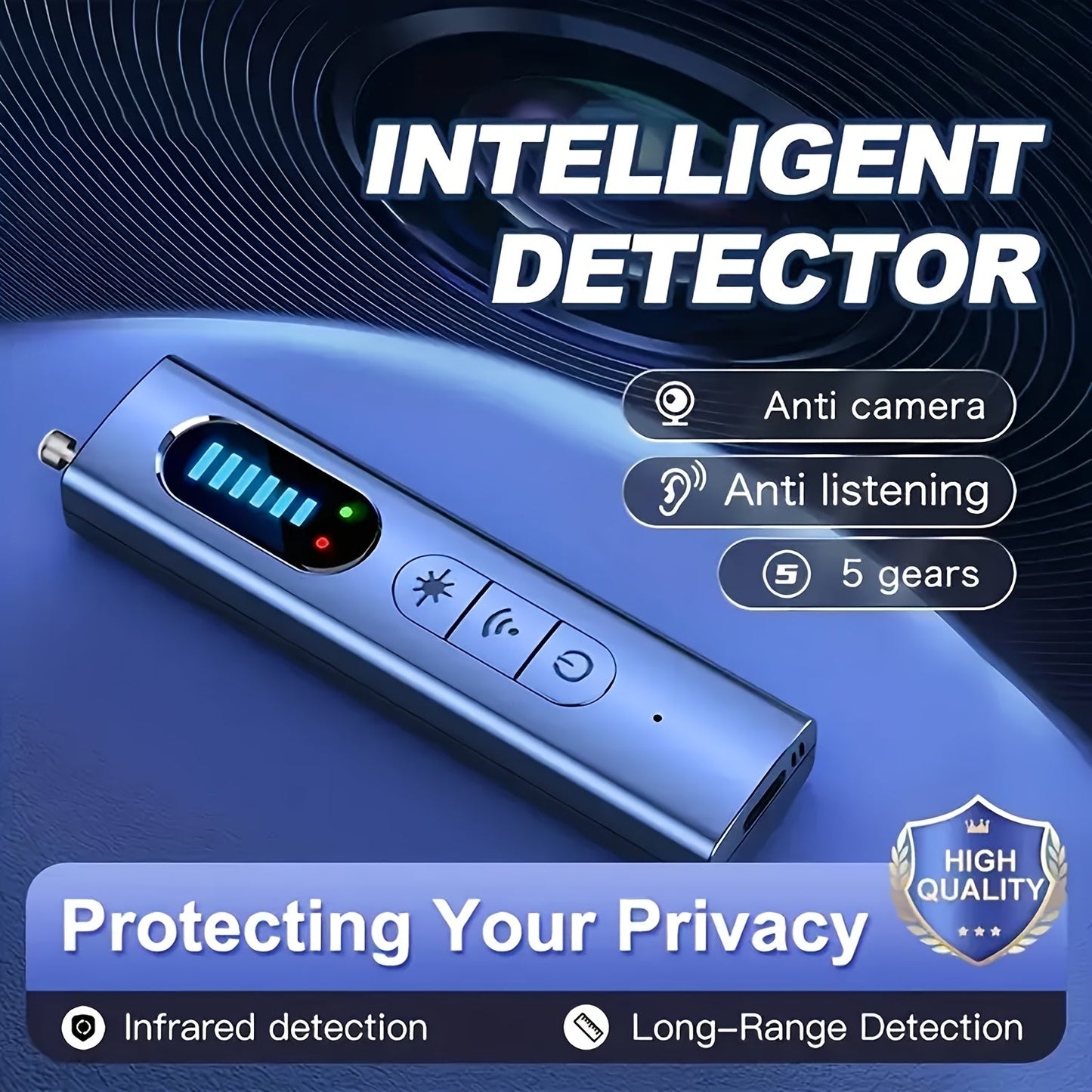 Hidden Camera Detector & Anti-Spy RF Signal Scanner – Portable Bug Sweeper for GPS Trackers, Wireless Eavesdropping Devices, Privacy Protection for Hotels, Cars, Homes, Offices & Travel