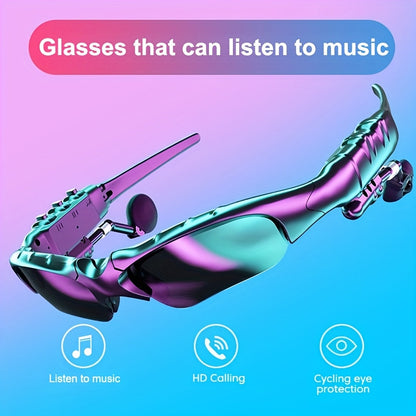 Bluetooth 5.4 Smart Audio Glasses Wireless Headset – Hands-Free Calls & Music, Built-In Condenser Mic, Volume Control, USB Charging, 80mAh Battery, Open Ear Wearable Tech Eyewear for Men & Women