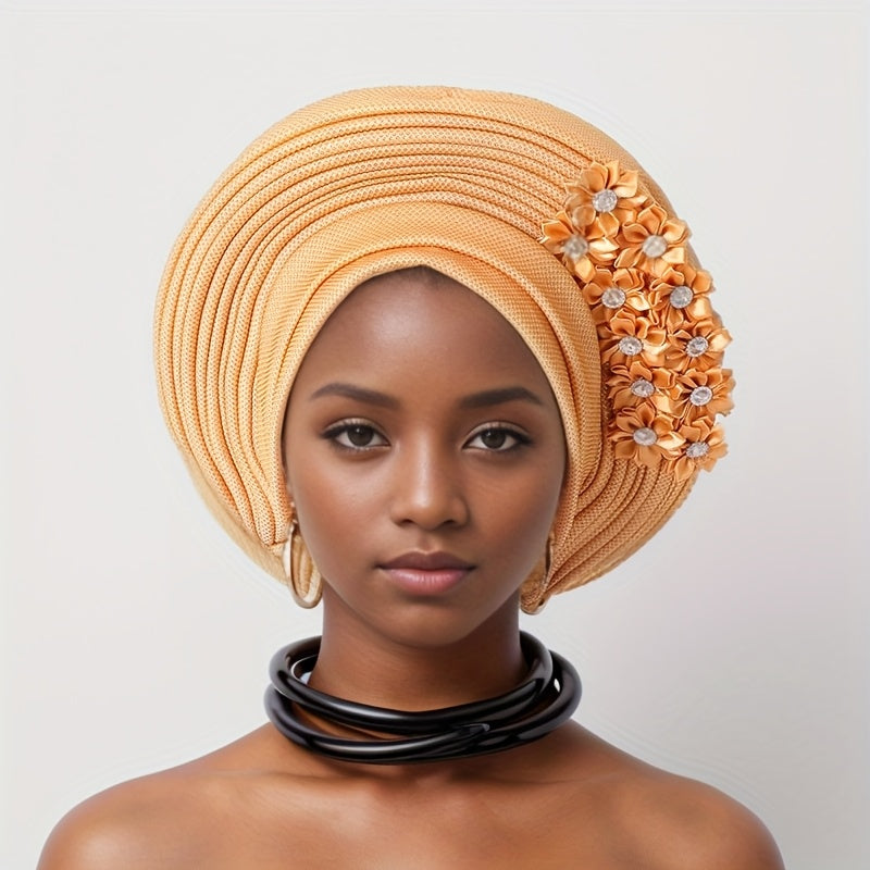 African Nigerian Gele Hat Layered Applique Headpiece Women Wedding Tea Party Fascinator Traditional Headwear 15 Colors Mother's Day Gift