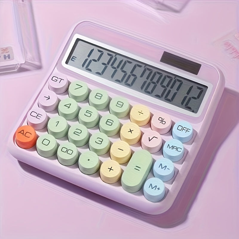 12-Digit Solar Desktop Calculator – Large Display, Big Buttons, High-Precision, No Battery Required, Portable Office & Student Calculator for Home, School & Business