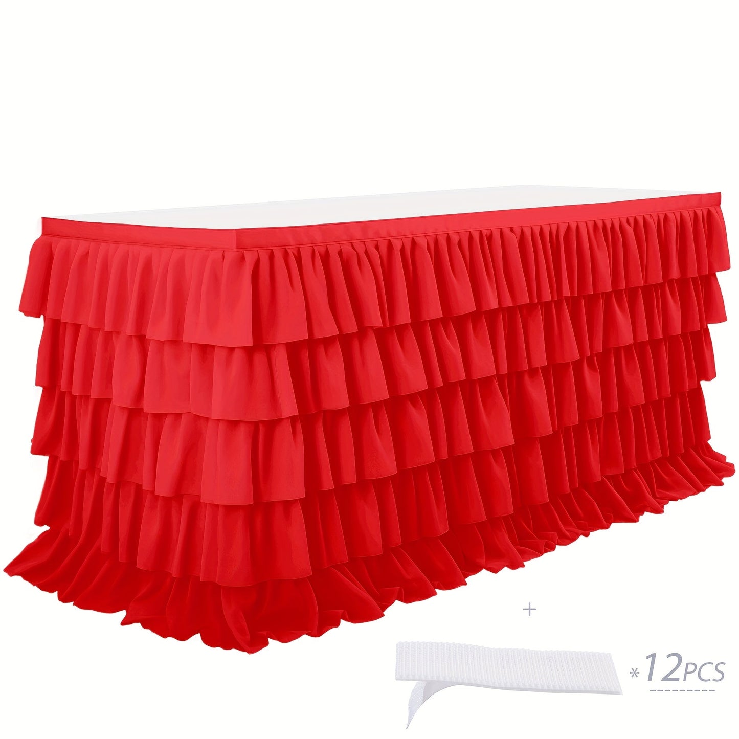 6ft Tulle Tutu Table Skirt – Chiffon Ruffle Table Skirting for Birthday Party, Wedding, Bridal Shower, Girls Party & Holiday Decor – Easy Hook & Loop Install, 12 Colors (72"L x 30"H)