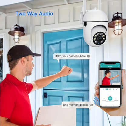 1080P 360° WiFi Panoramic Security Camera – Wireless Indoor Surveillance with Two-Way Audio, Motion Detection, Night Vision, USB Powered, SD Card & Cloud Storage, Smartphone Compatible