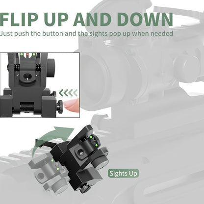 45 Degree Offset Flip Up Iron Sights for AR15 – Fiber Optic Red Green Dots, Tool-Free Adjustable, 20mm Rail Mount, Rapid Transition Backup Canted Sights for Rifle Shooting Outdoors